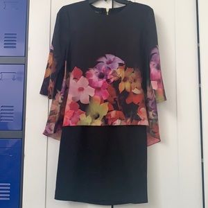 Nwt Ted Baker black floral cocktail dress size 2